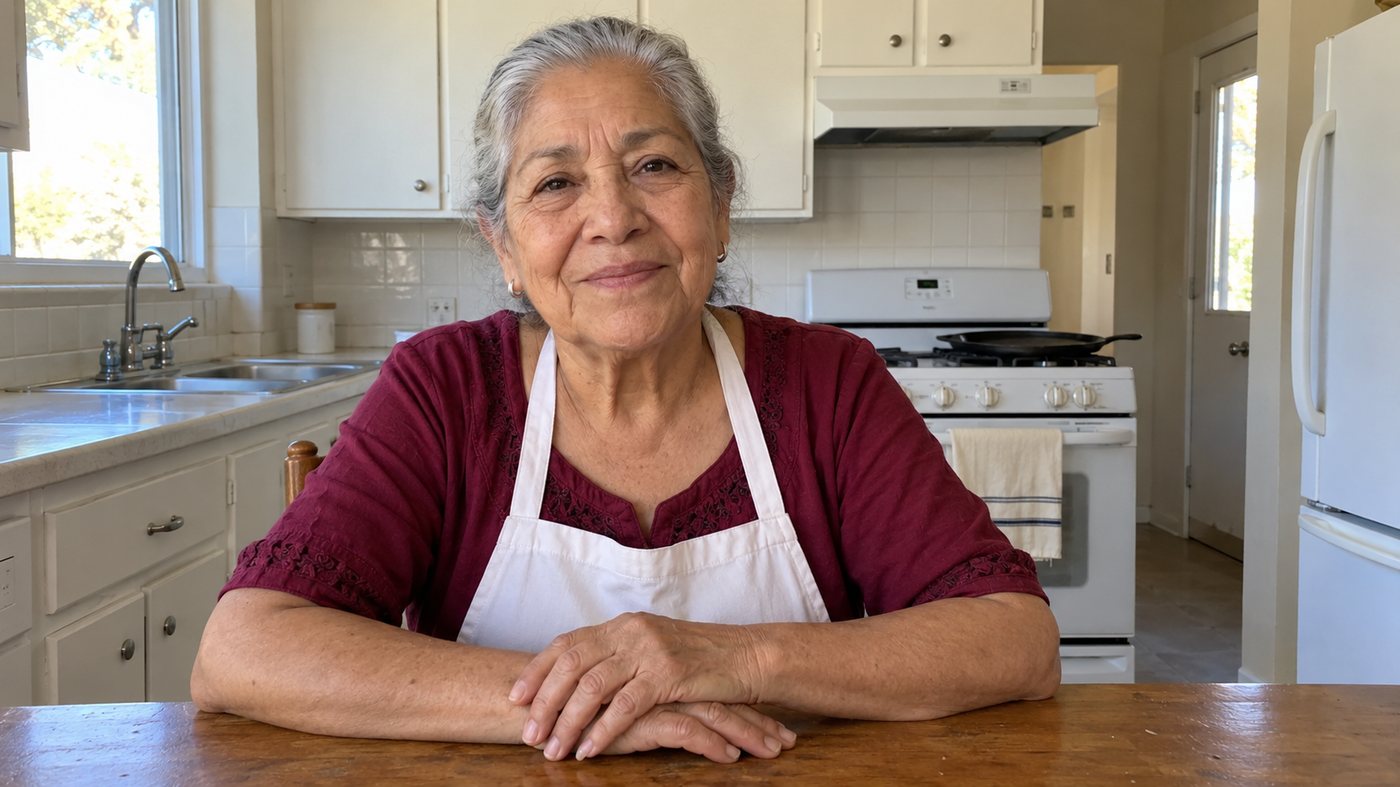 Hilda Durazo at her kitchen table in South Tucson